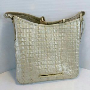 Brahmin Beige Croc Embossed Crossbody Handbag. Pre-owned. excellent condition
